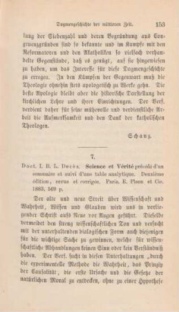 153-156 [Rezension] Decès, I. B. L., Science et Vérité
