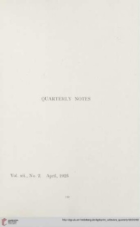Quarterly notes - Vol. xii, No. 2. April, 1925