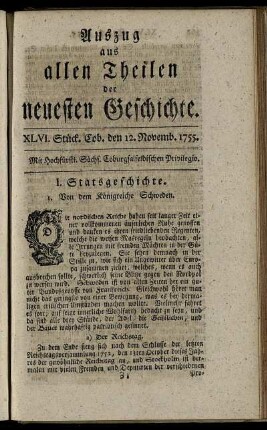 XLVI. Stück. Coburg, den 12. Novemb. 1755.
