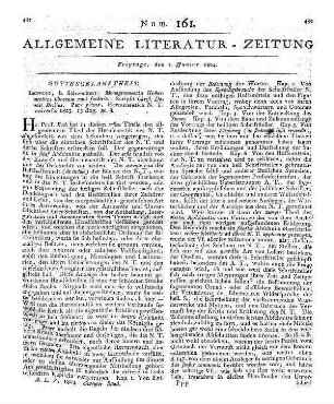 Memorabilien, den Predigern des neunzehnten Jahrhunderts gewidmet. Bd. 1, St. 3. [Hrsg. v. H. B. Wagnitz]. Halle: Hemmerde & Schwetschke 1803