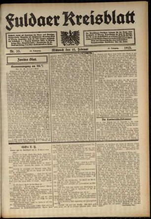 Zweite Ausgabe vom Mittwoch, den 12. Februar 1913.