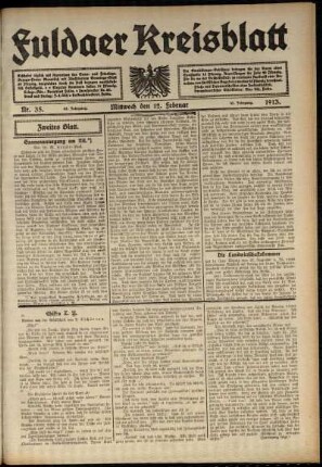 Zweite Ausgabe vom Mittwoch, den 12. Februar 1913.