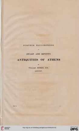Further Elucidations of Stuart and Revett's Antiquities of Athens