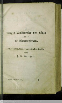 Jürgen Wullenweber von Lübeck oder die Bürgermeisterfehde : Aus handschriftlichen und gedruckten Quellen