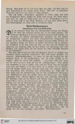 35: Welt-Anschauungen : Bemerkungen über das Künstlerische