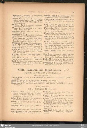 XVIII. Hannoverscher Bezirksverein.