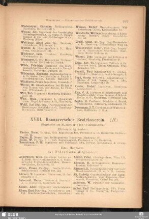 XVIII. Hannoverscher Bezirksverein.