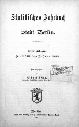 11.1883: Statistisches Jahrbuch der Stadt Berlin