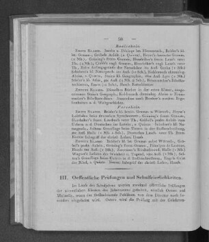 III. Oeffentliche Prüfungen und Schulfeierlichkeiten.