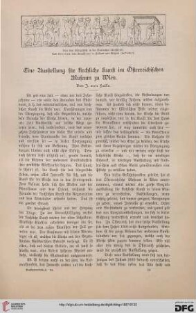 Eine Ausstellung für kirchliche Kunst im Österreichischen Museum zu Wien