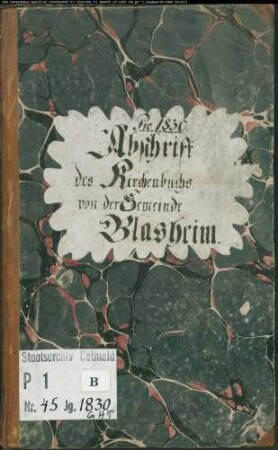 Kirchenbuchduplikate der evangelischen Gemeinde Blasheim, Kreis Lübbecke (GHT 1830) (Gemeinde: Evangelische Gemeinde Blasheim, Kreis Lübbecke)