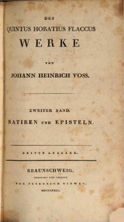 Des Horaz Werke. 2 (1822)