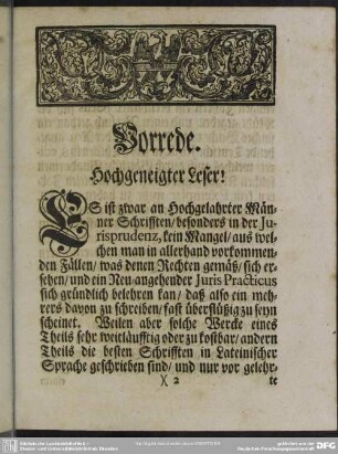 Vorrede. Hochgeneigter Leser!
