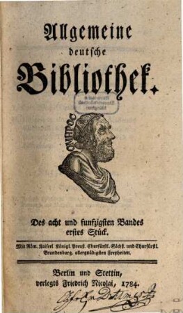 Allgemeine deutsche Bibliothek. 58. 1784