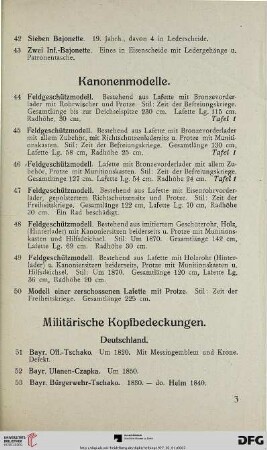 Militärische Kopfbedeckungen (Nr. 51-116)