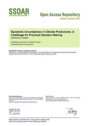 Epistemic Uncertainties in Climate Predictions: A Challenge for Practical Decision Making