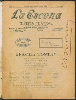 ¡¡Facha tosta!! : sainete en 3 cuadros