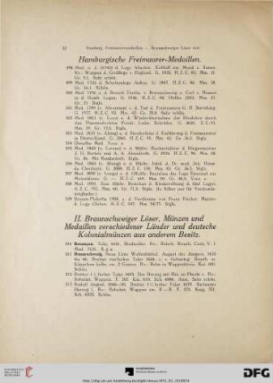 Hamburgische Freimaurer-Medaillen (Nr. 498-509)