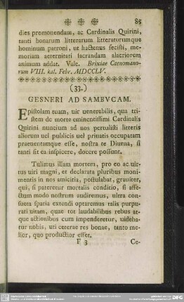 (33.) Gesneri Ad Sambucam
