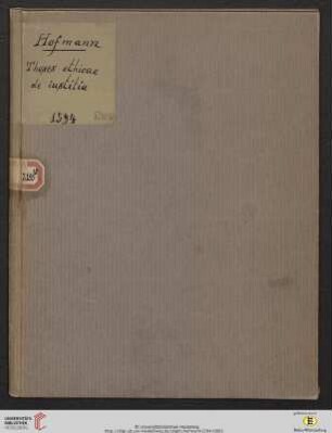 Theses Ethicae De Ivstitia