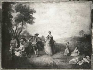 Gemälde "Ländlicher Tanz" (N. Lancret; Leinwand; 0,905 x 1,185 m; Schloß Sanssouci Potsdam)