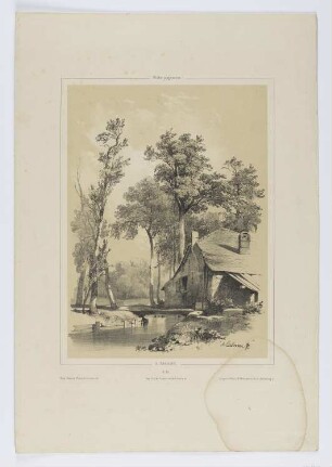 Hütte am Bach, Blatt 39 der Folge "Landschaftsstudien"