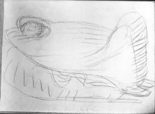 Der Träumer : Der Träumer. Kohlezeichnung; 26,8 x 37,8 cm (1912; E. Barlach). Güstrow, Heidberg 15. Atelier des Bildhauers