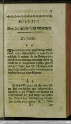 Der erste Theil. Von der Wassersucht insgemein