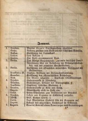 Kurze Chronik des Jahres 1849 : enthaltend alle wichtigen Ereignisse, Kammerbeschlüsse, Verordnungen, Todesfälle, u.s.w., welche im Jahre 1849 Stattfanden, nach Monat, Tag, und Datum geordnet