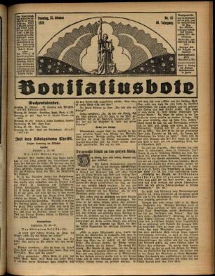 Erste Ausgabe vom Sonntag, den 25. Oktober 1931.