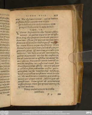 De intestinorum exulceratione, quae propriè Dysenteria Graecis dicitur. Caput IX.