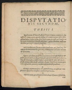 Disputationis Secundae Thesis ...
