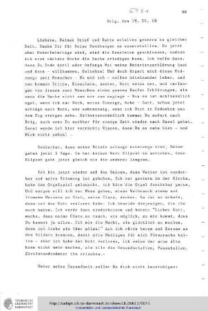 Brief vom 19.04.1919