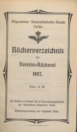 Bücherverzeichnis der Vereins-Bücherei 1907