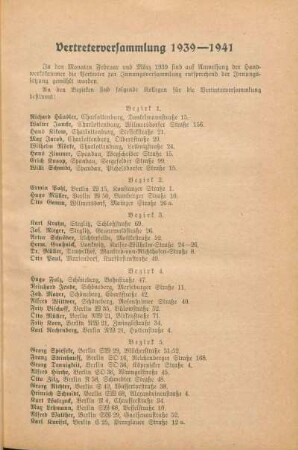 Vertreterversammlung 1939-1941