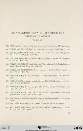 Sonnabend, den 16. Oktober 1937, vormittags von 10 Uhr ab (Nr. 392-632)