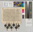 Johann und Severin Vrießen, Brüder, geben und vererben an Heyen Brocheler 5 Morgen weniger 1 Viertel Lands gel. ect. wie in nro. 15. - Wilhelm in gen Hoyne Richter, Johann Bertolf, Gerard Beystel, Johann v. Raide Gotschalk von Segrade, Herman van Vrenborn, Johanne Kuoy von Vleick, Gerard Elreborn, Wilhelm von Wilre Schöffen.