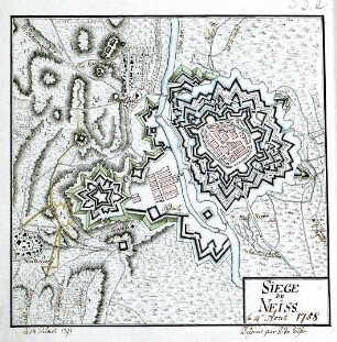 WHK 25 Deutscher Siebenjähriger Krieg 1756-1763: Plan der Belagerung von Neisse, 4. August 1758