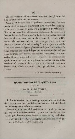 Seconde solution de la question 461.