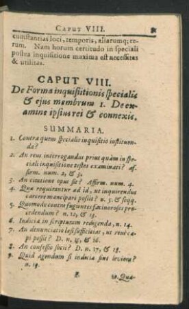 Membrum I. De examine ipsus rei & connexis.