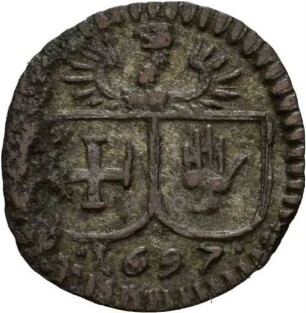 Einseitiger Pfennig der Reichsstadt Schwäbisch Hall, 1697