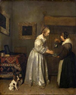 Eine Dame, die sich die Hände wäscht