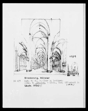 Straßburg, Ansicht des Langhauses von Westen, Chor und Lettner