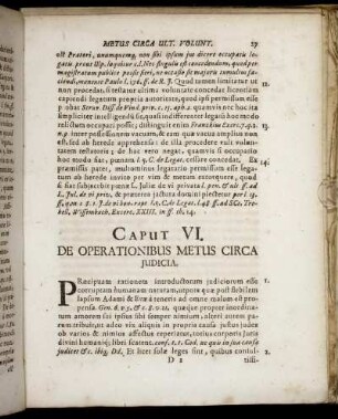 Caput VI. De Operationibus Metus Circa Iudicia