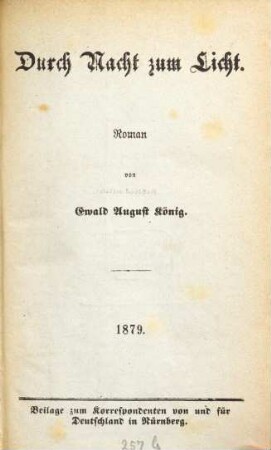 Durch Nacht zum Licht : Roman