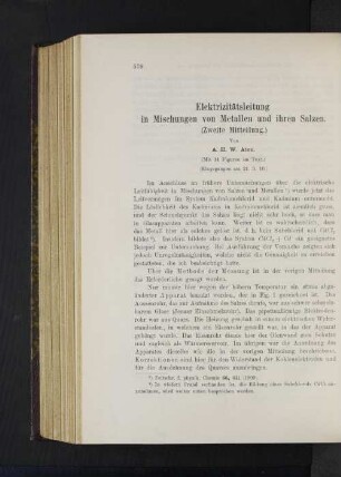 Elektrizitätsleitung in Mischungen von Metallen und ihren Salzen.