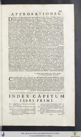 Approbationes / Index capitum libri primi, secundi & tertii.