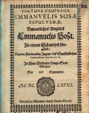 Fortuna naufraga Emmanuelis Sosae Sepulvedae