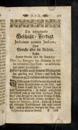 321-336, Die achtzehende Geschicht-Predigt. Judicium contra Judices, Oder über die Richter.