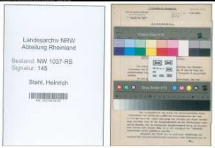 Entnazifizierung Heinrich Stahl , geb. 09.09.1911 (Stadtinspektor)